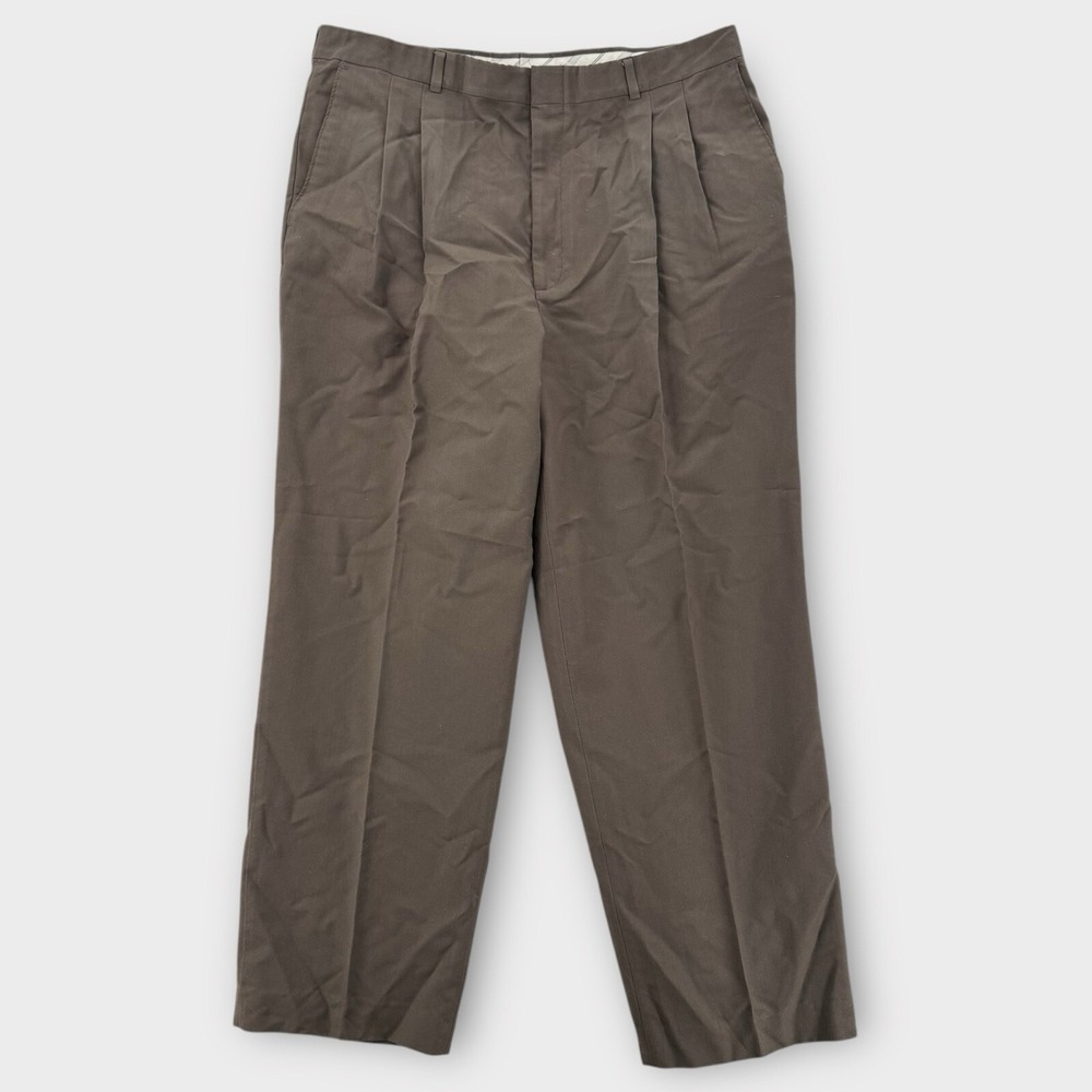 Vintage Levis Travelers Pants Mens 38x32 Brown Pleated Wool Blend Chino Trousers